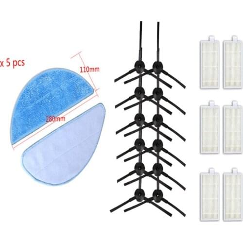 23 pieces 6pair side Brush+6pcs hepa Filter+5pcs Mop Cloth for chuwi ilife V5 V3 series parts ilife v5pro v5s ilife v5 pro