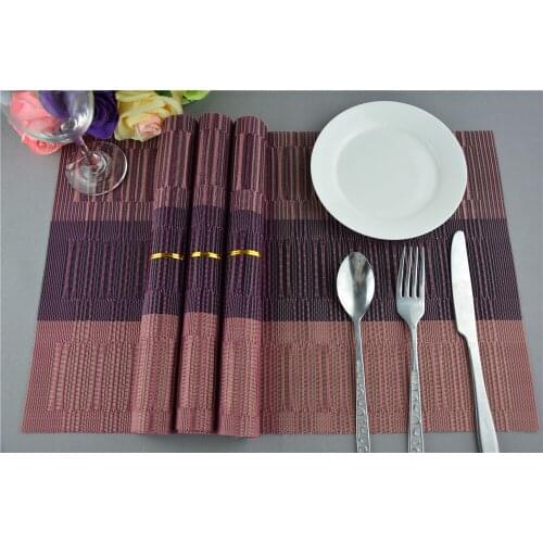 4pcs/lot Dining Table PVC Placemats Swallow Grid Bamboo Waterproof Pads Table Mat JI 0806