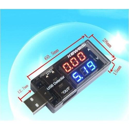 5PCS 2016 newest Black color USB Current Voltage Tester USB Voltmeter Ammeter Detector Double Row Shows New DROPSHIPPING
