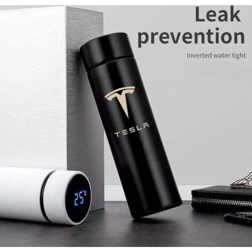 500ml Smart Thermos Bottle In Car For Tesla Model 3 s x y With Logo Temperature Display Portable Stainless Steel Thermo Mug