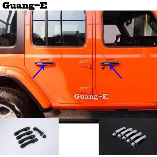 Car Styling Cover Detector Sticks Frame Lamp Trim ABS/Carbon Fiber Door Handle Armrest 8pcs For Jeep Wrangler JL 2018 2019 2020