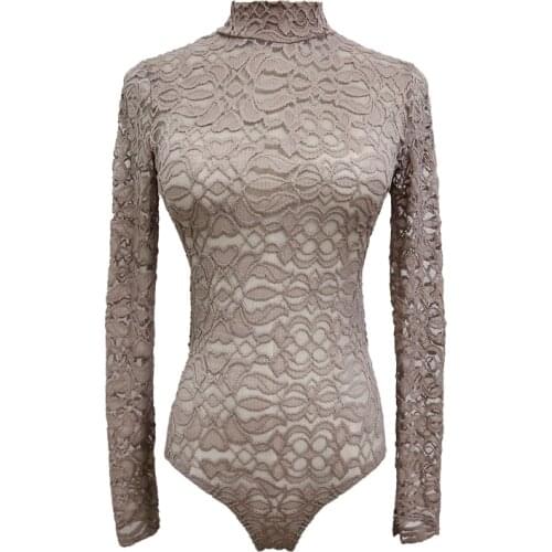New Women Sexy Long Sleeve Lace Bodysuits Lady Backless Catsuits Female Elegant Overalls