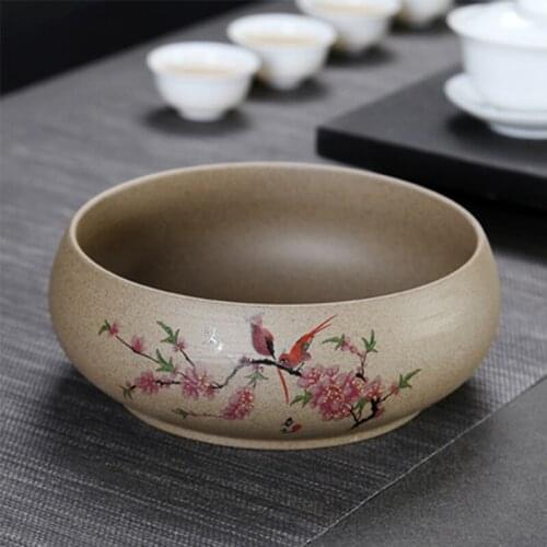 Large Stoneware Tea Wash Kung Fu Tea Set Tea Ceremony Accessories Ceramic Tea Washer China Tea Set Tea Cup Cleaning Bowl