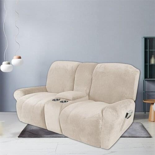 2 Seater Recliner Sofa Cover With Cup Holder Elastic Velvet Lounger Lazy Boy Armchair Cover All-inclusive Sofa Slipcover