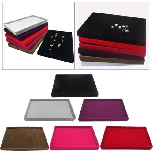 Jewelry Velvet Display Tray Organizer Holder Earrings Rings Storage Show Case