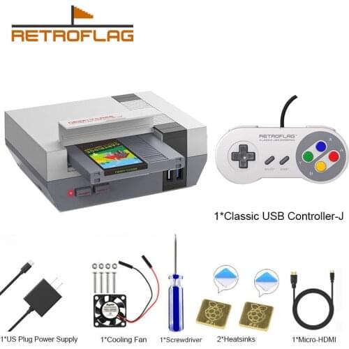 RETROFLAG Raspberry Pi 4 Case NESPi 4 CASE With EU Plug or US Plug USB-C Power Supply for Raspberry Pi 4 Model B