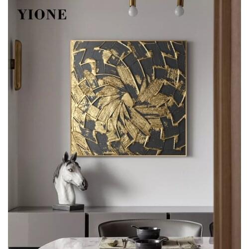 Black Gold Luxury Canvas Paintings Modern Abstract Irregular Granule Line Texture Posters and Prints Home Picture Wall Art Decor