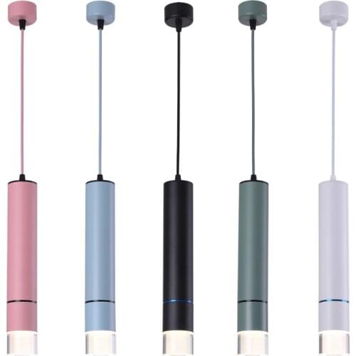 Cylinder LED Pendant Lights Long Tube Lamp Kitchen Dining Room Shop Bar Decoration LED Cord Pendant Lamps Background Lights
