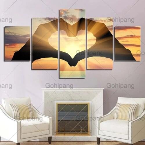 Interior Wall Decor Canvas Painting Love Landscape 5 Pieces Posters and Prints Picture for Living Room Decor Wall Art Frameless