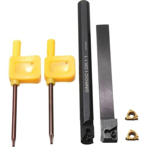 SER1010H11/SNR0010K11 Lathe Inner Threading Turning Tool Holder + 2Pcs Carbide Inserts + 2 Wrenches CNC Tools