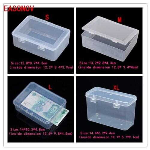 EASONOV Multiple Size PP Transparent Rectangular Plastic Box Storage Box Toolbox Parts Box 5pcs/lot