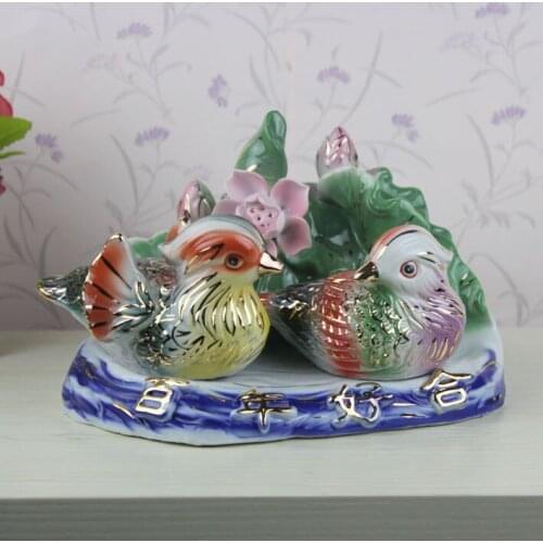 Art gift bird Home Furnishing jewelry creative ceramic crafts ornaments Yuanyang decoration fashion lovers wedding gift