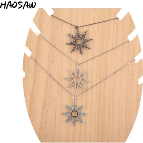 HAOSAW Choose Color/Micro Pave Charms/Sun Pendant Necklace/Colored Charm Necklace/Women Jewelry Making