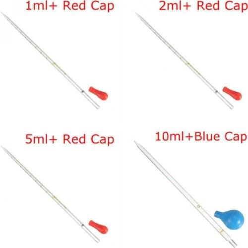 Chemistry Pipette Transparent Red/Blue Rubber Head Glass Pipette Lab Dropper Pipet With Scale Line school laboratory supplies
