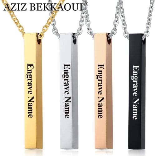 AZIZ BEKKAOUI Personalized Stainless Steel Necklace Long Pendant Simple Fashion Lady Necklace Accessories Jewelry Birthday Gift