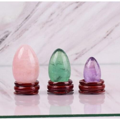 Undrill Crystal Massage Egg 3Pcs/Set Natural Rose Quartz Amethyst Yoni Ball Kegel Exercise Tool Pelvic Floor Muscle Vaginal Care