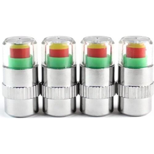 4Pcs Air Warning Alert Tire Valve Caps 2.4Bar 36PSI Pressure Sensor Monitor Light Cap Indicator For Cars Accessories