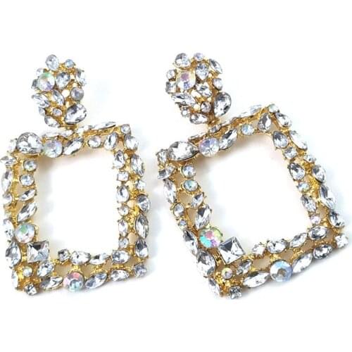 Crystal drop earrings sparkling metal dangle earrings womens wedding jewelry colorful crystal geometric earrings