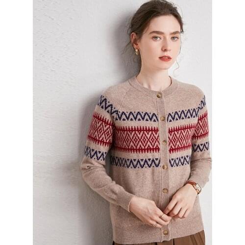 MERRILAMB 2020 New Womens Cardigan High Quality Wool Computer Knitting Casual Tops O-Neck Ethnic Style Outer Sweater