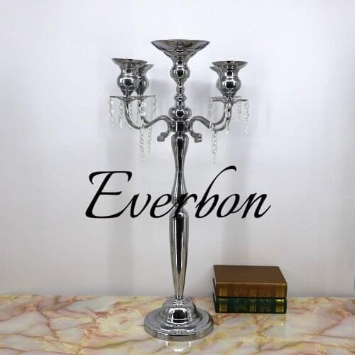 75 cm Metal candle holder 5-arms candle stand wedding event candelabra candle stick in Silver/Gold