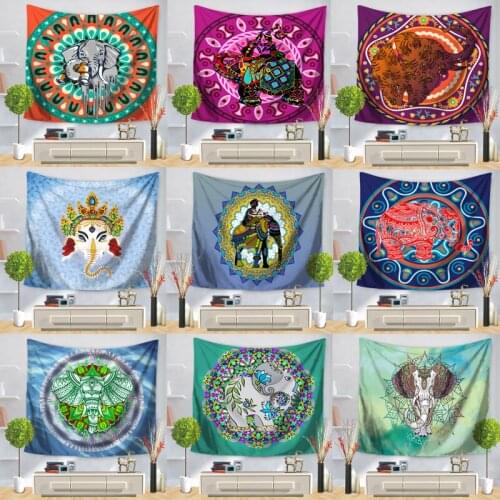 Elephant Tapestry Wall Hanging Polyester Indian Mandala Pattern Blanket Home Decoration Yoga Multifunction Mat