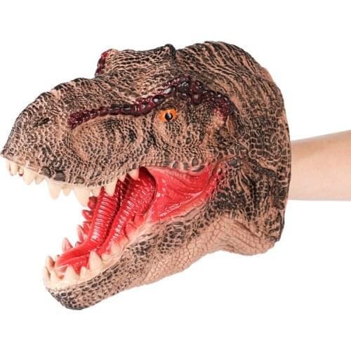 Soft Rubber Animal Head Hand Puppet Figures Toys Gloves For Children Model Gift Dinosaur Hand Puppet Toys For Children Gift