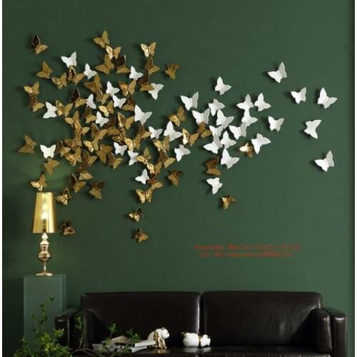 3D Ceramic Butterfly Mural Wall Poster Ornaments TV Background Decoration Artware Accessories Creative Gift