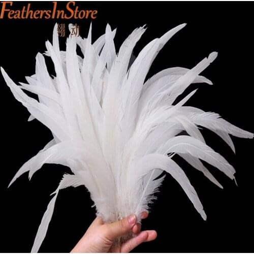 100PCS Natural White Rooster feathers for Crafts Costume Chicken Feathers Plume