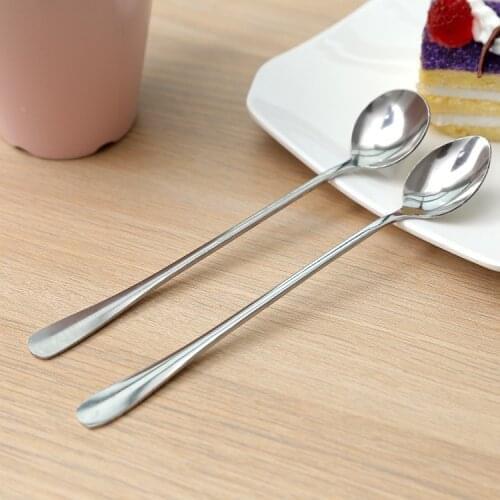 Stainless Steel Coffee Spoon Long Handle Ice Cream Dessert Tea Spoon For Picnic Drinkware Tableware Kitchen Accessories