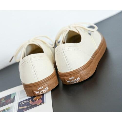 YSHUNIJ 2021 NEW Canvas Shoes Womens Classic Street Beat Retro Cream 100 Simple Womens Canvas Shoes