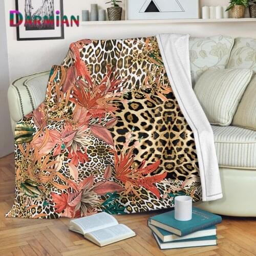 DARMIAN Leopard Pattern Flower Fleece Blanket Thin Quilt Warm Comfortable Knee Fleece Blanket Fall Single Sofa Throw Blankets