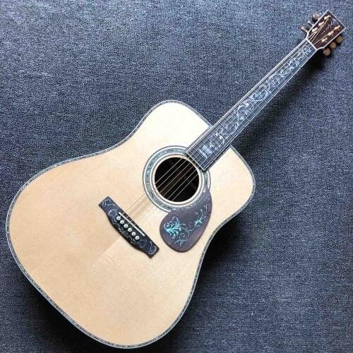 Solid Spruce Top 41" Deluxe Classic Acoustic Guitar Rosewood Back Side Abalone Binding Ebony Fingerboard Customized Logo OK