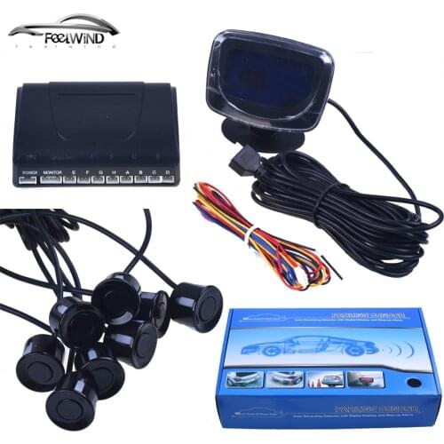 Car Parking Sensors 8 Weatherproof Rear Front View Reverse Backup Radar Kit System LCD Display Monitor