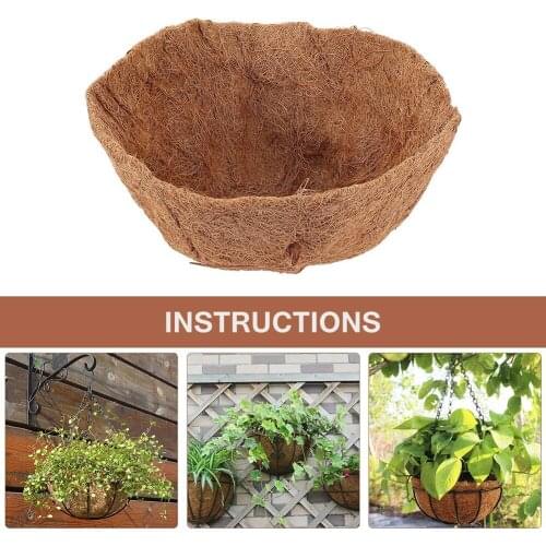 25/30/35cm Hanging Coconut Flower Pot Basket Liners Garden Planter Coconut Palm Cushion Replacement Mix Soil Lock Mat