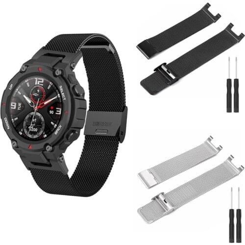 Metal Watchband For Huami Amazfit T-Rex Smart Watch Replacement Strap For Amazfit T-Rex Pro Stainless Steel Wrist Strap Bracelet