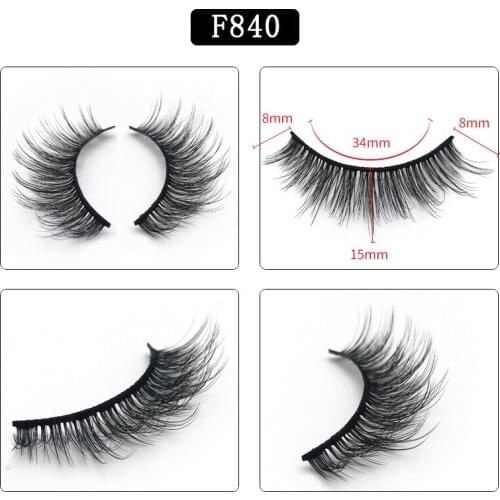 New Arrival 5 Pairs 3D Mink Eyelashes With Black Package Fluffy Thick Soft Eyelash Extension Natural Handmade Eye Lashes F840