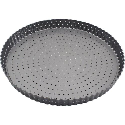 Pizza Pan Eco-friendly Anti-deform Carbon Steel Non-stick Pizza Baking Pan Mesh Tray Plate Round Deep Dish Baking Pizza Tray