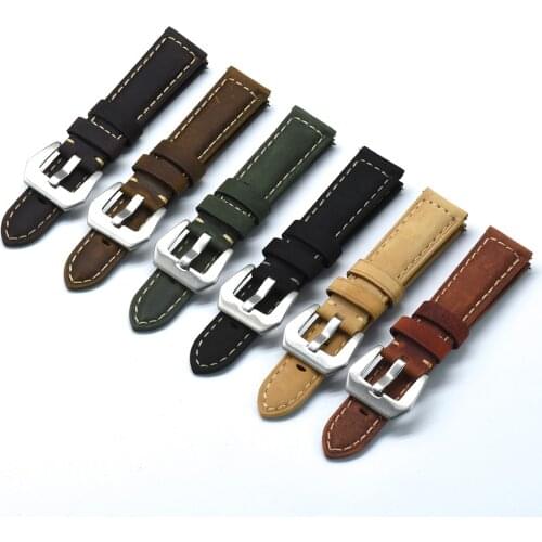 Modern Genuine Leather Band Zulu Watch Strap Black Brown Red Men Bracelet 20mm 22mm 24mm Watchband Blet Accessories Steel Buckle