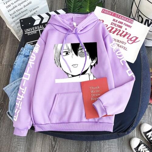 Japanese Anime My Hero Academia Shoto Todoroki Hoodie Funny Cartoon Printing Harajuku Oversized Winter Warm Fashion Sweatshirts