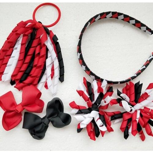 5set korker Ponytail streamers woven headbands hair ties bows clips flowers corker Curly ribbon hair bobbles Accessories PD026