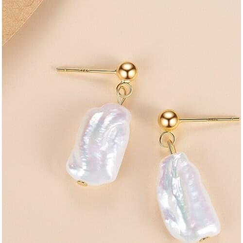 ELESHE Wholesale 925 Sterling Silver Natural Pearl Stud Earrings for Women Gold/Silver Rose Gold Trendy Jewelry Accessories