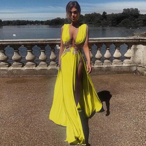 Floral Patchwork Elegant Fit and Flare Long Dress Women Deep V Neck Sleeveless Party Dress Summer Side High Split Beach Dress