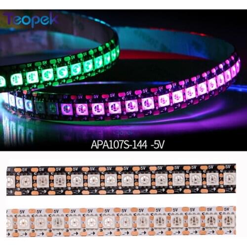 1m/5m High Density APA107 APA102 Upgrade Version RGB Strip Light HD107S Led Strip 30/60/144 pixels Black/White PCB DC5V