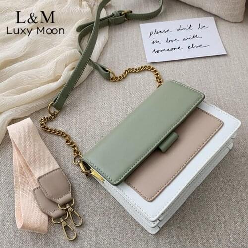 2021 Small Women Flap Panelled Mini Crossbody Bag Fashion Ladies Messenger Bag Widen Belt Chain Girls Shoulder Hand Bags XA835H