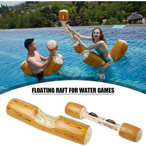 4pcs/set PVC Wood Pattern Water Sport Toy Swimming Pool Inflatable Floating Row Water Sports Game Toys Pool Accessroreis Yellow