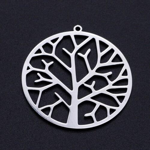 5pcs/lot Stainless Steel Life Tree Charm Pendant Wholesale Bracelet Making Charms Top Quality Never Tarnish