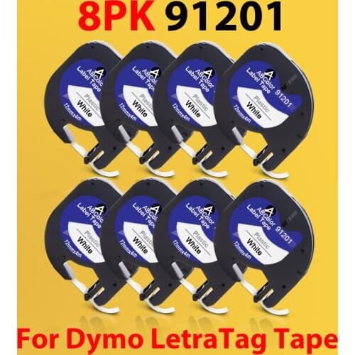 8PK 91201 91221 Tapes For Dymo Letratag LT100H LT-100H Label Maker For LT 91201 12267 91202 91203 91204 91205 Printer Ribbon