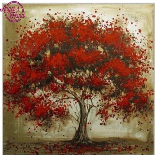 Full Square Drill 5D DIY Diamond Painting "red tree abstract " Embroidery Cross Stitch Mosaic Home Decor