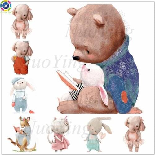 Diamond Painting Cute Rabbit Bear Elephant Cat Bohemia Diamond Embroidery Cross Stitch Kit Nordic Poster Childrens Room Decor