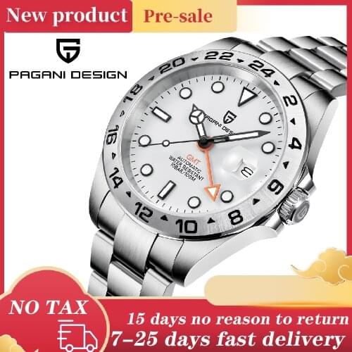 2021 PAGANI DESIGN New Mens Wrist Watch Luxury GMT Automatic Mechanical Watch Top Stainless Steel Waterproof Clock Reloj Hombre